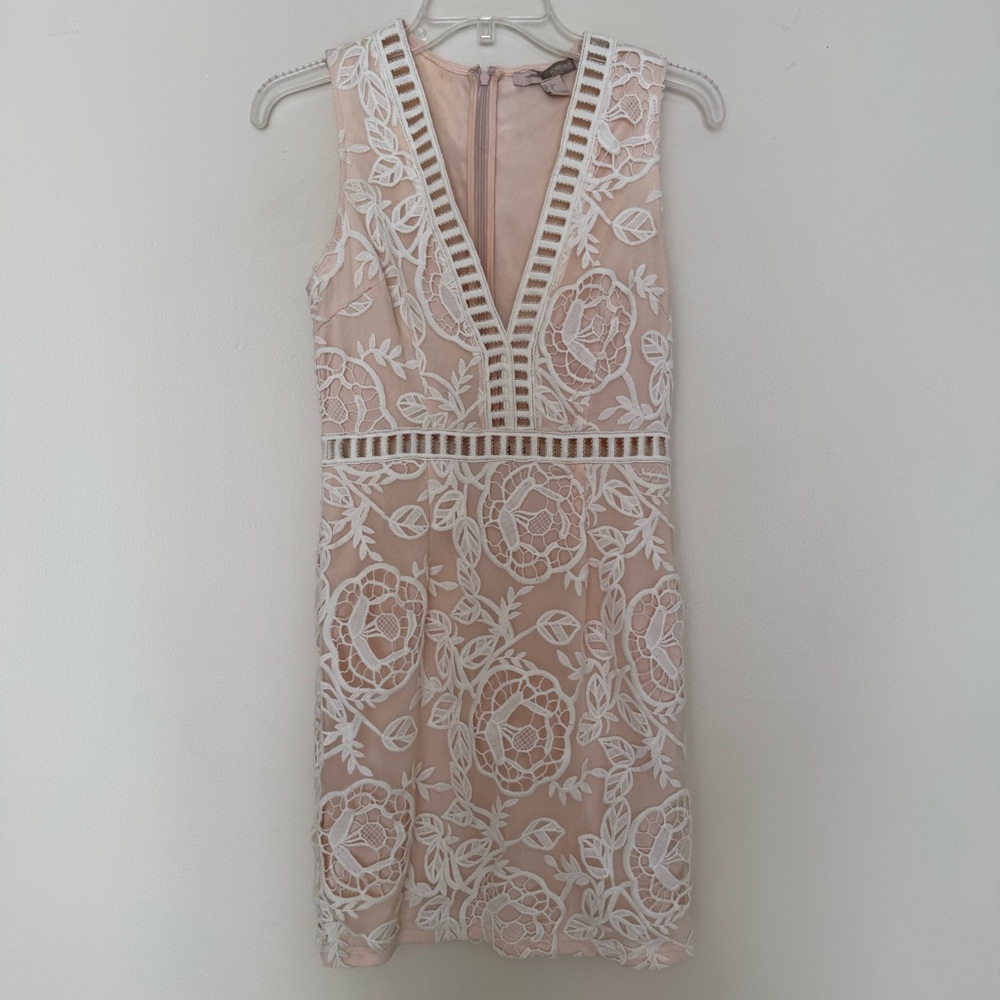 Forever 21 Blush Mini Dress with White Floral Lace